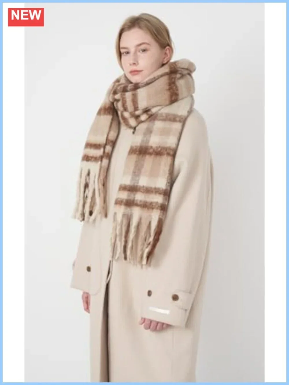 Women Plaid Shawl Wrap Pashmina Fringe Scarf Poncho Blanket Soft Cashmere Feel
